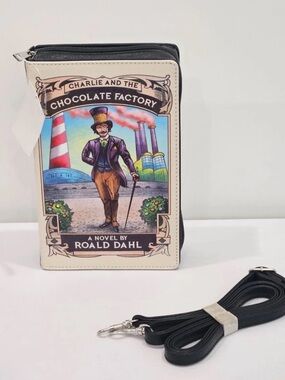 Charlie and the Chocolate Factory Novel Cover Crossbody Bag - Neutral/Black